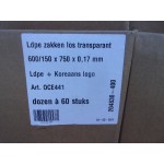 LDPE zakken los transparant, 600/150 mm x 750 mm x 0,17 mm